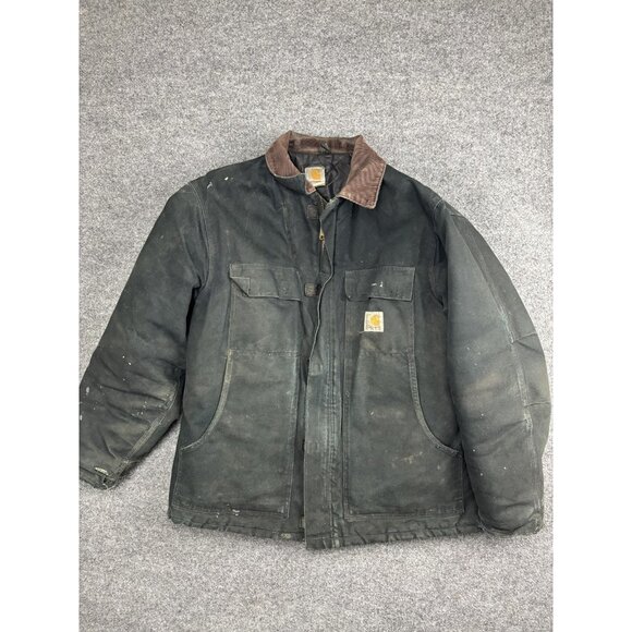 Carhartt Jacket Mens 44 Regular Black Duck Traditional Coat Corduroy Collar